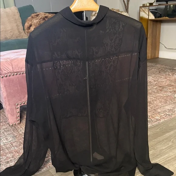 ASOS Design Black sheer, gothic style large shirt - Picture 5 of 9